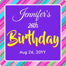 Rainbow Stripe Pattern Birthday Custom Text Templa