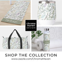 Green Blue Botanical Pattern Yoga Accessories