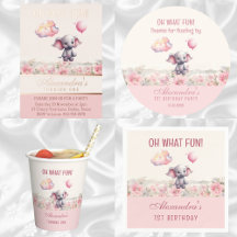 BABY ELEPHANT GIRL'S 1ST BIRTHDAY