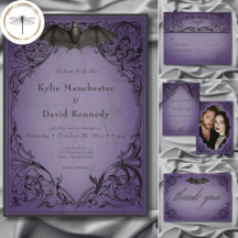 Vintage Bat Until Death Purple Wedding