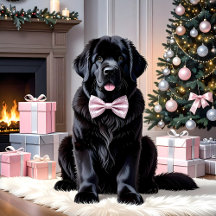 Newfoundland With Christmas Gifts & Tree