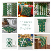 Gold fleur-de-lis seamless pattern on green