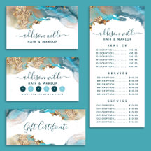 Signature Blue And Gold Alcohol Ink Business Suite