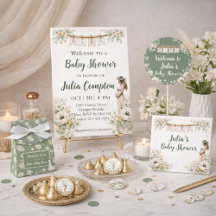 Pastel Floral Baby Shower Design with Banner 