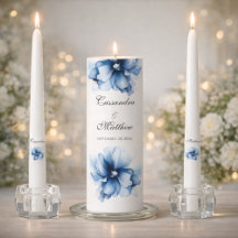 Elegant Dusty Blue Navy Flowers Wedding Invitation