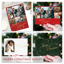 Merry Christmas classic script holiday cards