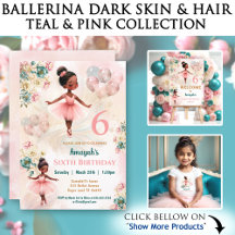 Little Ballerina Dark Skin & Hair Floral Pink Teal