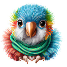 Adorable Cartoon Fluffy Happy Baby Parrot