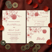 Magnolia Red Cream Chinese Wedding