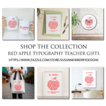 Red Apple Typography Teacher Gifts