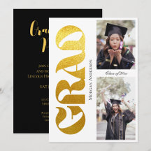 Class of 2026 Black and Gold Typography Graduation