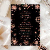 Rose Gold Snowflakes Black Baby Shower