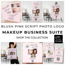 Blush Pink Script Photo Logo Makeup Business Suite