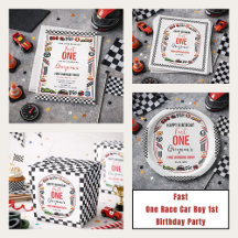 Fast One Race Car Boy 1st Birthday Collection