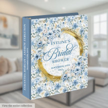 Dusty Blue Gold Floral Bridal Shower Binders 194W