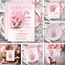 Silly Goose First Birthday Pink Girl Party 