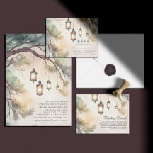 Rustic Tree Botanical Lantern Lights Wedding 
