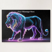 Neon Majesty Colourful Wildlife Lion Art Puzzle