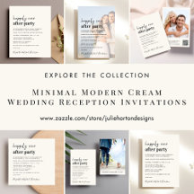Minimal Modern Cream Wedding Reception Invitations