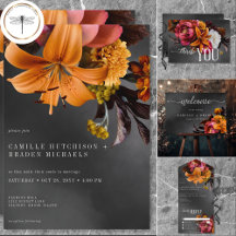 Black Moody Gothic Orange Lily Wedding