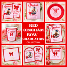 Red Gingham Bow Graduation Party Collection