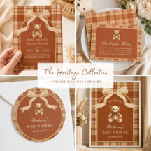 Vintage British Teddy Bear Baby Shower Suite