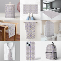 Chalk Gray Lavender Octagon Star Geometric Design 