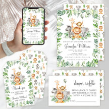 Cute Safari Jungle Animals Baby Boy Shower