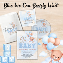 Blue We Can Bearly Wait Baby Shower Supplies