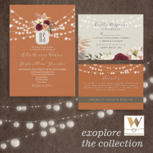 Floral Burnt Orange Wedding Invitation Suite