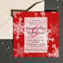 Red White Snowflakes Minimalist Christmas Wedding
