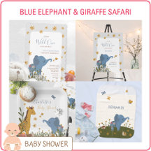 Blue Elephant & Giraffe Safari Baby Shower