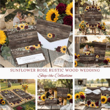 Sunflower Rose Rustic Wood Wedding