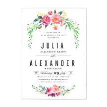 Bohemian Floral Wedding Invitation