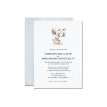 Watercolor Cotton Boll Plant Wedding Invitations