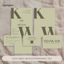 Sage Green Monogram Wedding Set