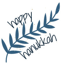 Happy Hanukkah (with Blue Leaves)