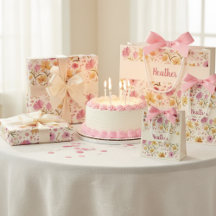  Pink Watercolor Wildflower Gift Wrap Selection