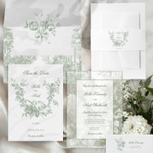 Romantic Sage Floral Wreath with Lovebirds Wedding