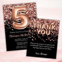 Rose Gold Black 5th Birthday Party