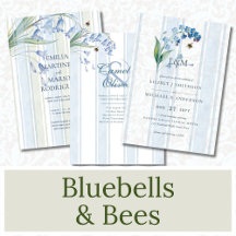 Watercolor Wildflowers and Bees Wedding Invitation