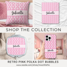 Retro Modern Pink Girly Bubbly Polka Dots Monogram