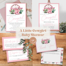 Pink Cowgirl Cactus Western Baby Shower Theme