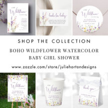 Boho Wildflower Watercolor Girl Baby Shower