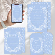 Light blue white floral wreath bohemian wedding