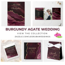 Gold Burgundy Agate Geode Gemstone Wedding Suite