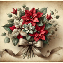 Vintage Watercolour Poinsettia Bouquet Gifts