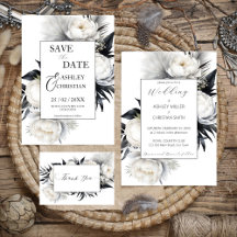 Elegant boho black and white wedding suite