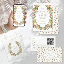 Orange dusty green flower whreath rustic wedding