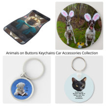 Animals on Buttons Keychains Car Accessories 